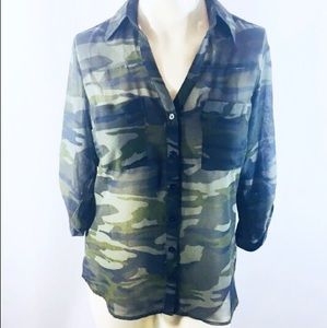 Express The Portofino camouflage print sheer shirt